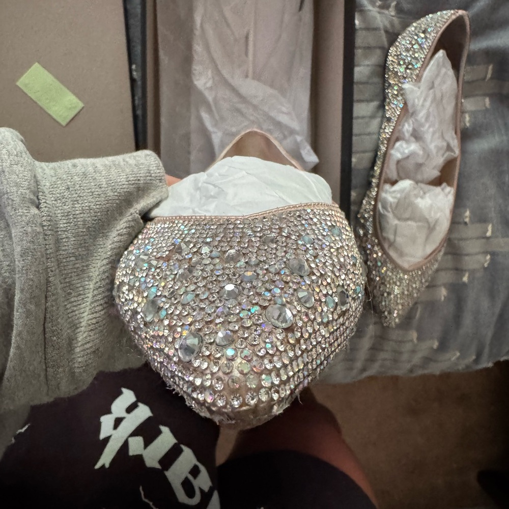 Betsey Johnson Sparkling Rhinestone Flats - Picture 2 of 7